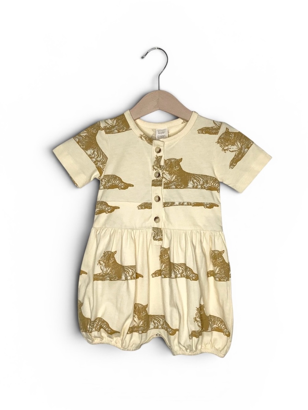 Kate Quinn Yellow Tiger Print One Piece Bubble Outfit 12-18 Months NWT